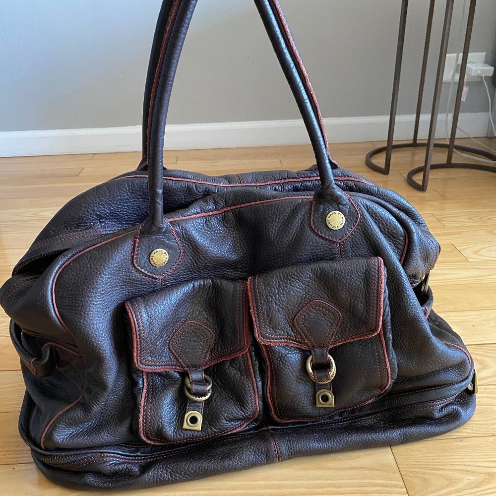 marc jacobs leather duffle carry tote